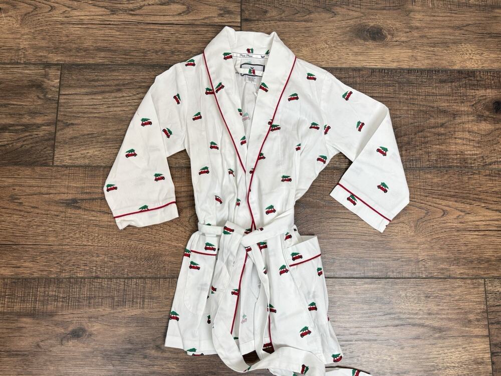 Petite Plume Kids Boy Unisex Holiday Flannel Robe Christmas Tree Car Sz 2 NWT